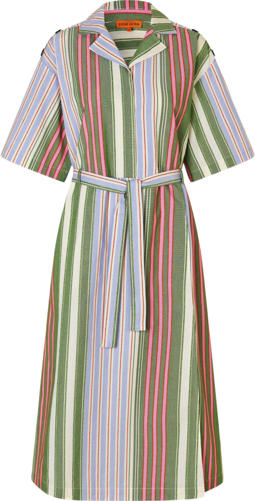 2363 Striped Cotton, Workwear Midi Dress